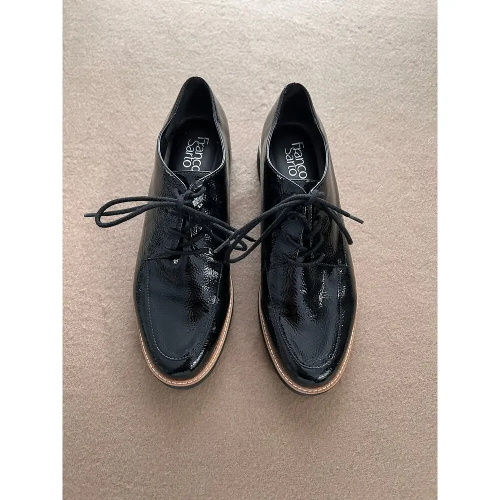 Franco Sarto Charles Patent Derby Lace Up Oxford Lug Sole Women's Size 9